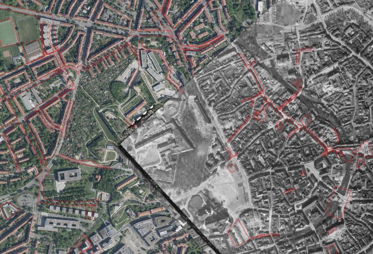 Der Erfurter Petersberg mit georeferenzierten historischen Luftbild und Projekteinzeichnungen